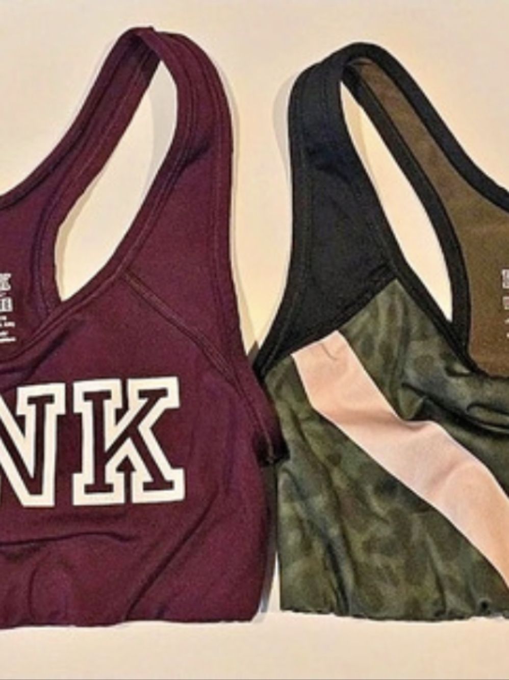 PINK Ultimate Sports Bra Set in Burgundy & Green Size XS